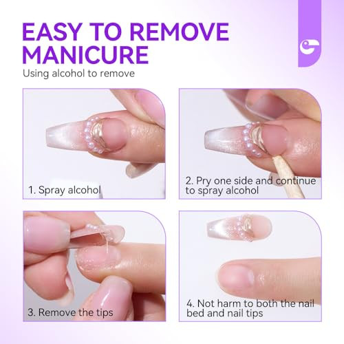 Solid Nail Glue Gel 15ml with Remover 60ml, Nail Glue Kit for Press on Tips