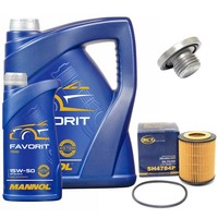 MotoröL Filter Set Mannol 15W50 API 6 Liter + Schraube FüR Opel Omega B 2.5 3.0