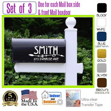 SET OF 3 CUSTOM PERSONALIZED VINYL MAILBOX NUMBERS NAME DECAL, Model 23