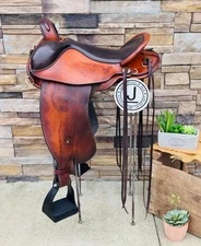 17” SR Saddlery Hornless Trail Saddle, Short Skirt, Padded Seat, Clean!