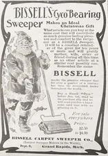 Santa Claus Cleaning w/ BISSELL'S Cyco Bearing Carpet Sweeper 1904 Xmas Print Ad