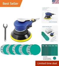 5-Inch Air Random Orbital Sander with 10 120-Grit Sandpapers for Precision Work