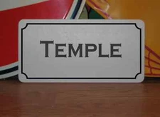 TEMPLE Metal Sign for TV Movie Film Stage Prop Cosplay Roll Play