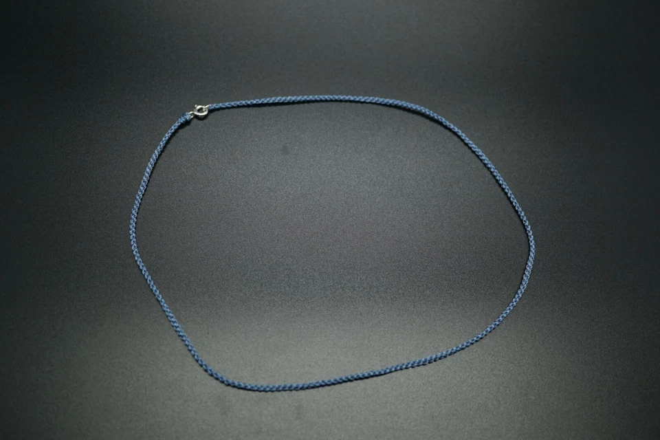 Hecho a mano Collar de cordón verde Cuerda Trenza Collar Niebla Azul Seda Cordón para colgante Foto 4 de 4