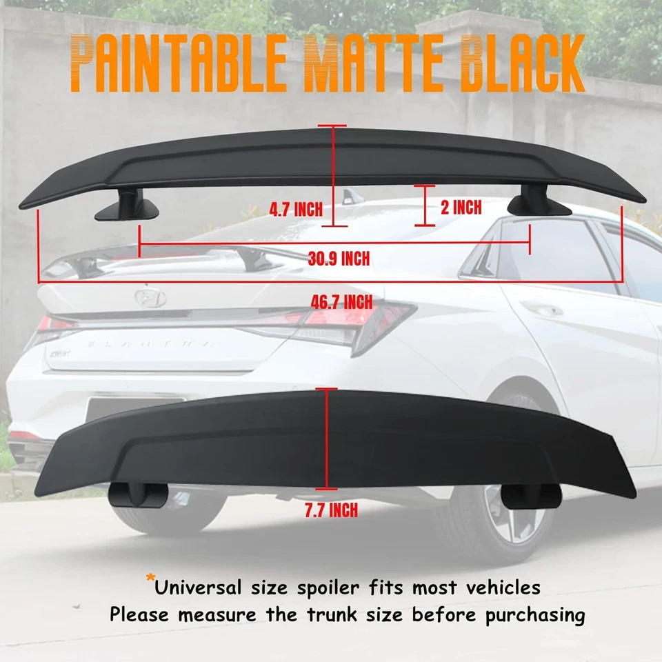 Matte Black 46" Rear Trunk Lip Spoiler Wing ABS For Subaru Legacy Sedan - Изображение 4 из 4
