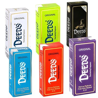 Almas Fascinating DEEDS Long Lasting Attar (Combo Pack of 6-8ml Each) 48ml Flora