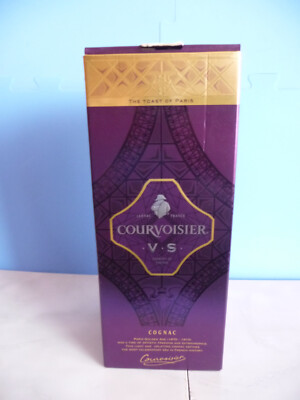 Courvoisier V S empty box case container Purple Cognac France Paris used paper