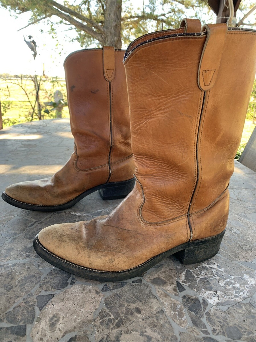 Mens Vintage Primo Distressed 1603 Double H Cowboy Boots Size 10.5