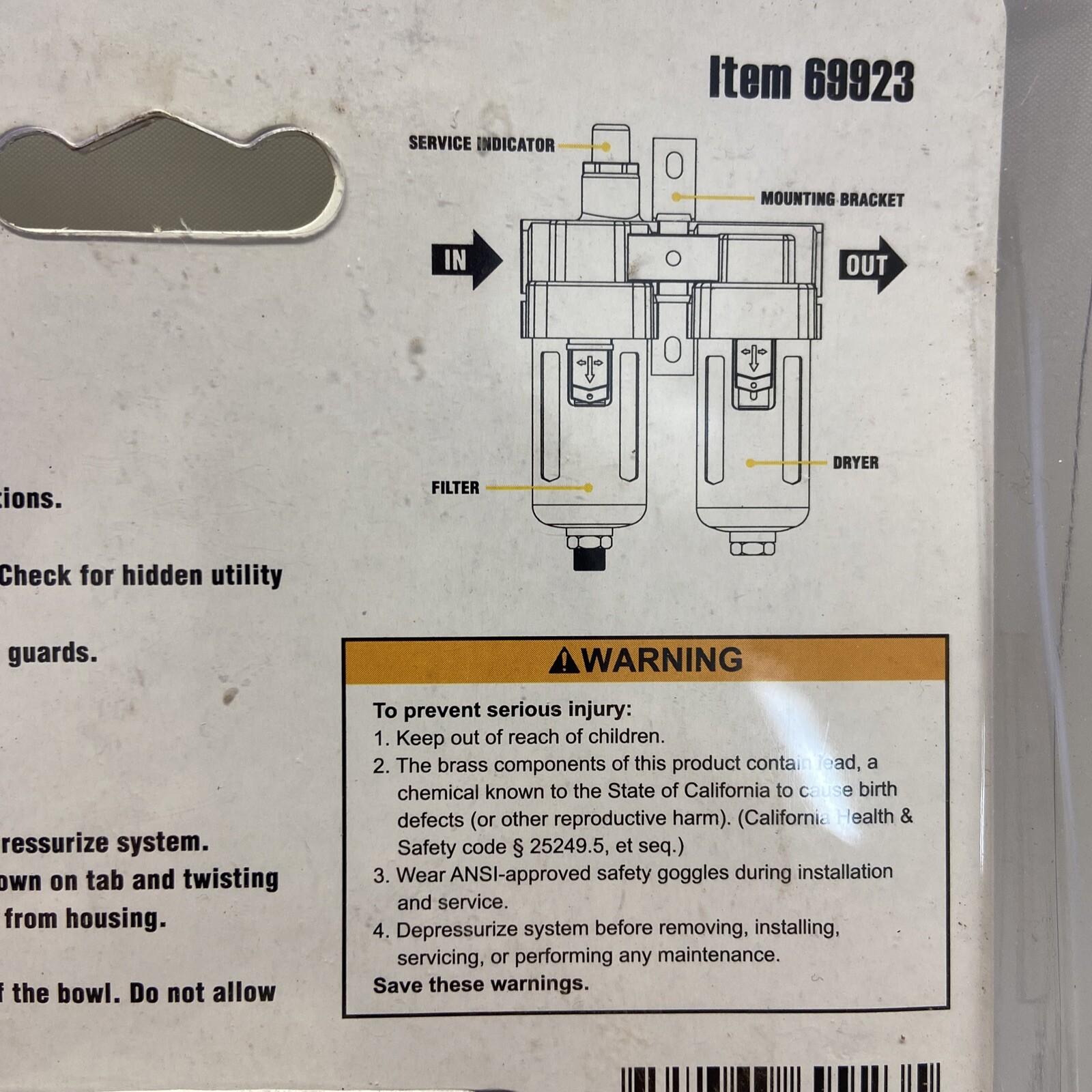Central Pneumatic 3/8  Desiccant Dryer and Oil Removal Filter Combo Unit