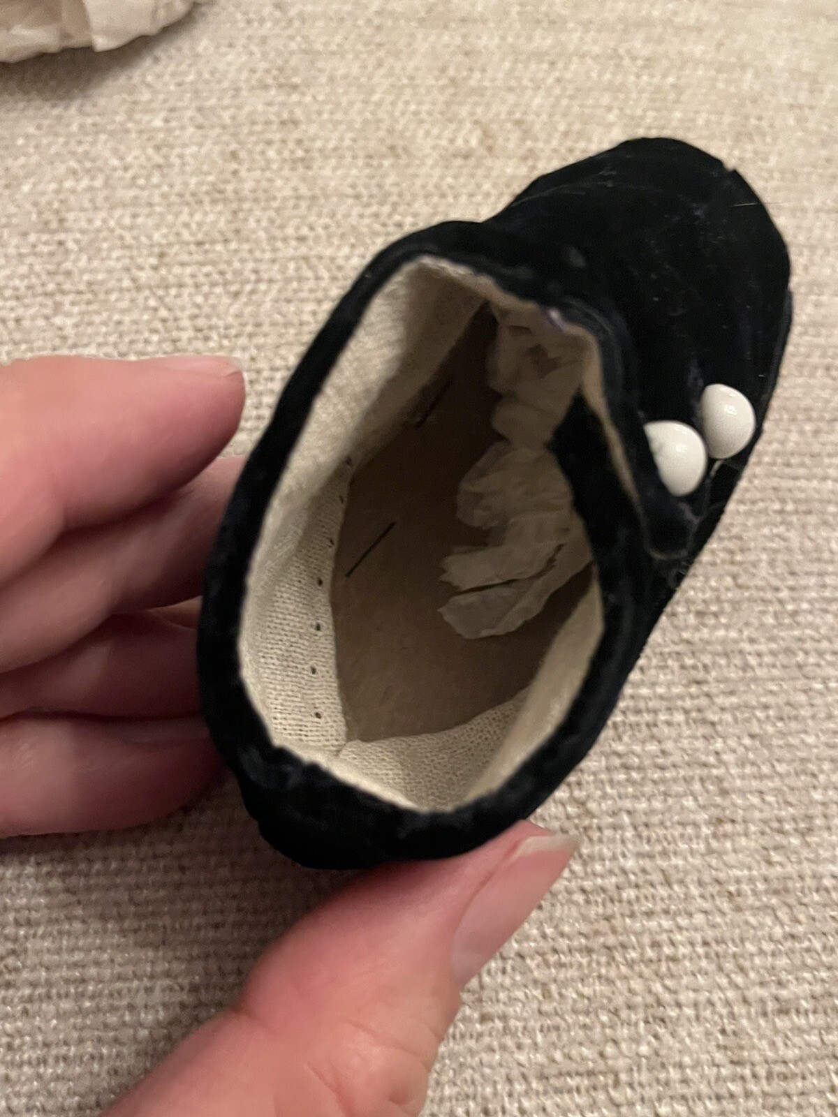 Antique Black Velvet Victorian Doll Shoes For Antique Doll 3.5” Long eBay