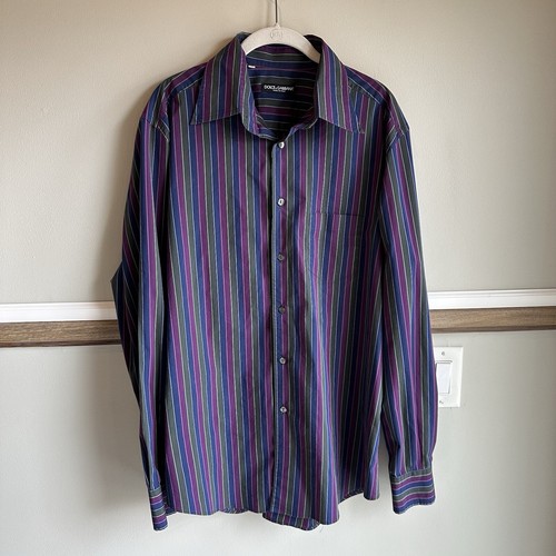 Dolce & Gabbana Tailored Fit Long Sleeve Button Shirt Stripe Italy Men 17, 43