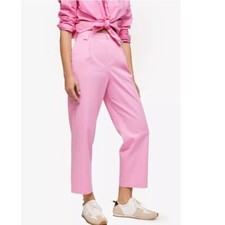 NWT MNG Mango Cotton Poplin Pleated Trousers Pink SZ-4 Lightweight