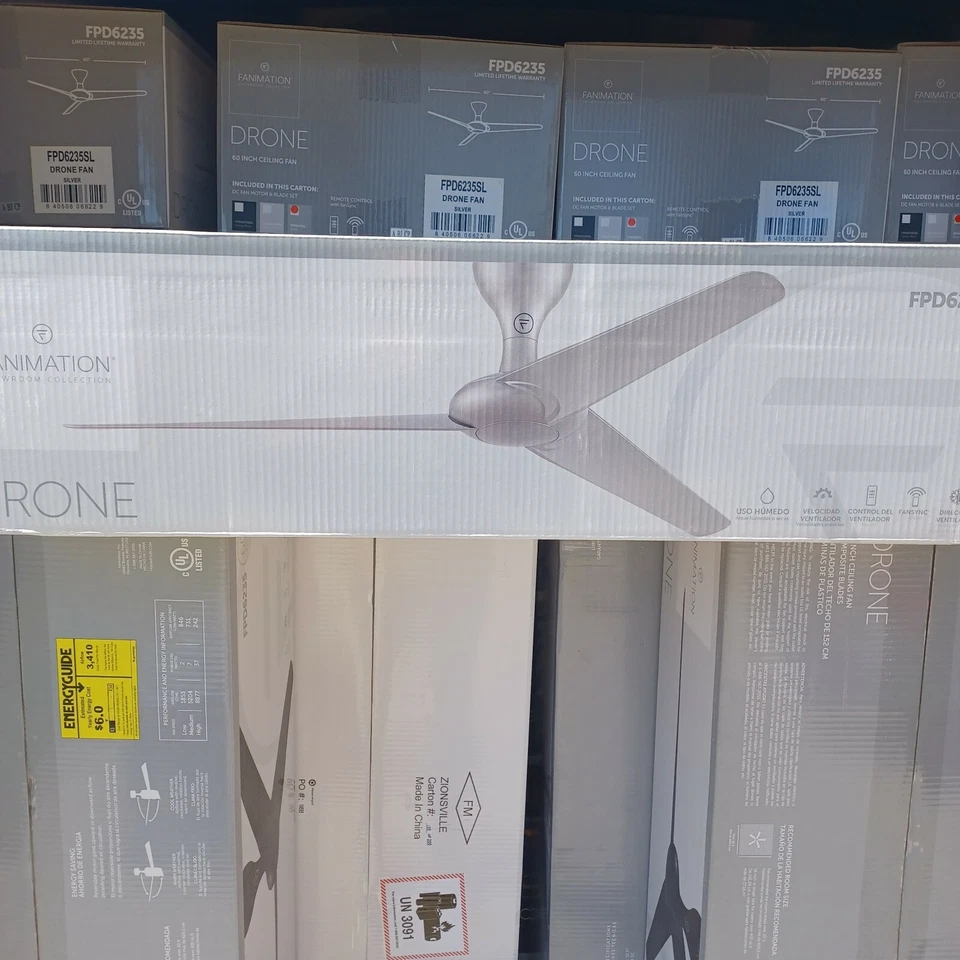 Fanimation Drone 60" Smart Ceiling Fan Indoor Outdoor Silver with Remote - Image 2 of 3