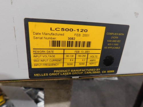 Omnichrom / Melles Griot Model: LC-500 / LC500-120 HeCd Laser Controller - Picture 2 of 6
