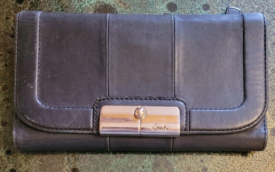 Coach Kristin Snap Closure Full Size Wallet Black Leather | eBay