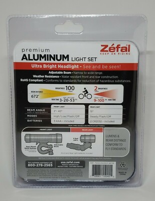 Zéfal Premium Aluminum Ultra Bright Bicycle Light Set, Adjustable Beam and  Modes