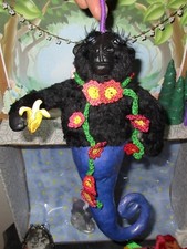 BLACK SEA MONKEY ooak seahorse gorilla mermaid art doll handmade polymer clay