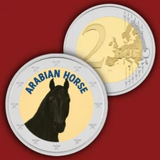 ARABIAN BLACK HORSE    2 Euro Coloured  UNC Color  Coin
