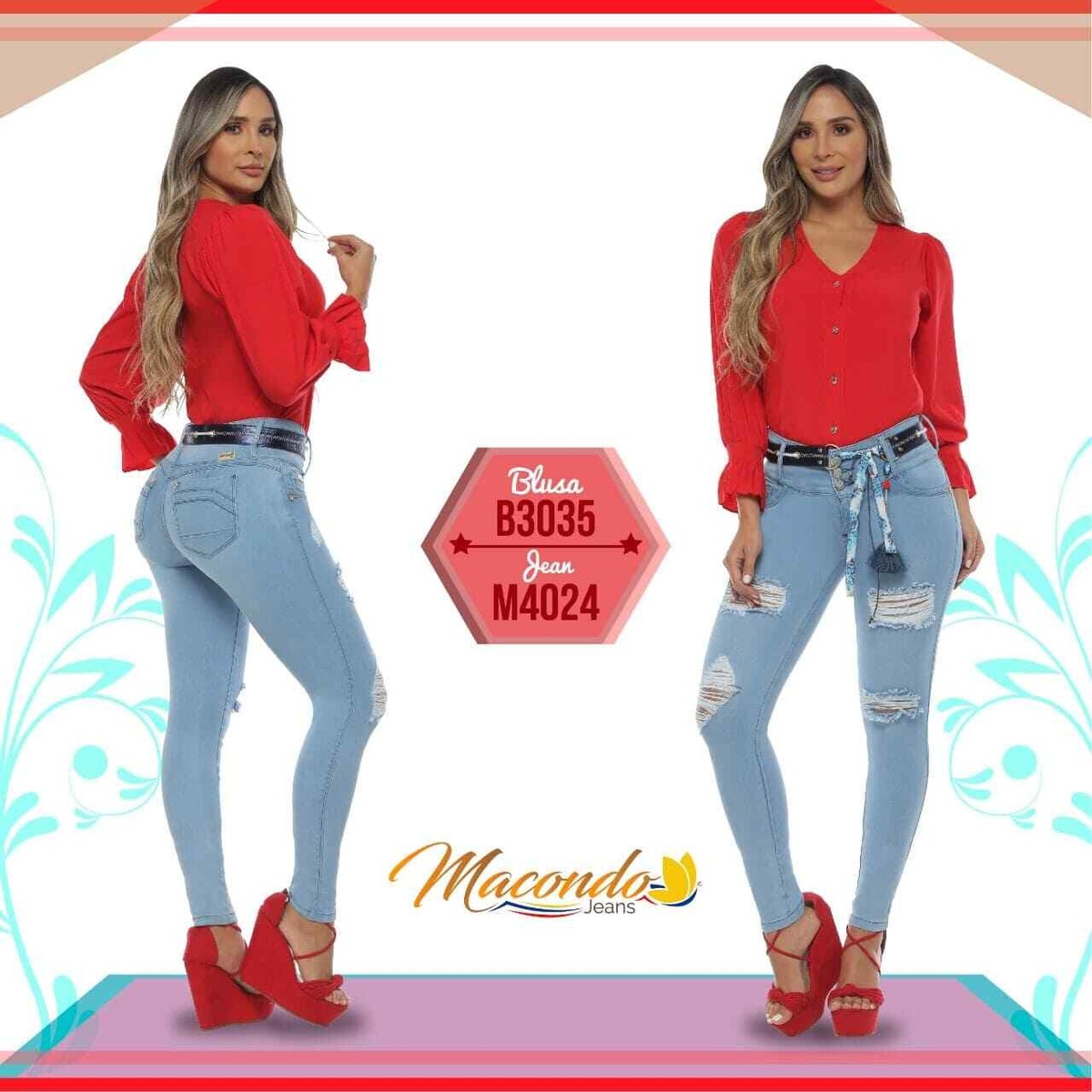 MACONDO JEANS COLOMBIANOS, Butt Lifter Fashion Ripped Style Push