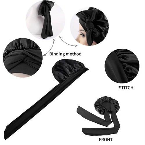 Women Satin Bonnet Long Hair Care Sleep Hat Cap Night Silk Feel Head Wrap Turban - Picture 6 of 41