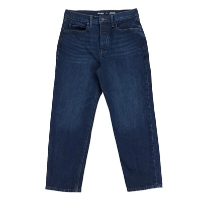 Old Navy Jeans Womens 8 Petite Blue Button Fly High Rise Mom Straight Leg Casual