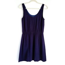 J Crew A-Line Dress Womens 0 Sleeveless Elastic Waist Fully Lined Navy