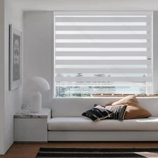 Changshade CUSTOM Cordless Window Zebra Shades 85% Blackout Dual Roller Blinds