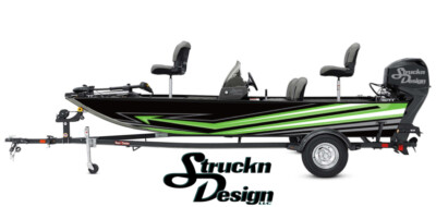 Green Angled Pointed Arrow Black Design Wrap Fishing Bass Boat Vinyl Decal USA
