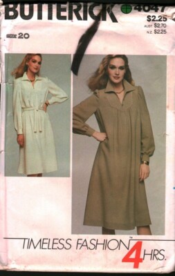 4047 Vintage Butterick SEWING Pattern Misses Loose Fitting Dress Belt ...