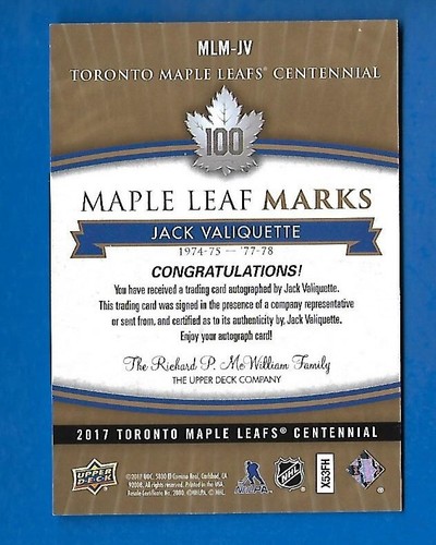 2017-18 TORONTO MAPLE LEAFS CENTENNIAL LEAF MARKS AUTOGRAPH & AKA CARD SEE LIST - Picture 43 of 91