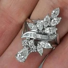 3Ct Marquise Cut Lab-Created Diamond 14k White Gold Plated Cluster Wedding Ring