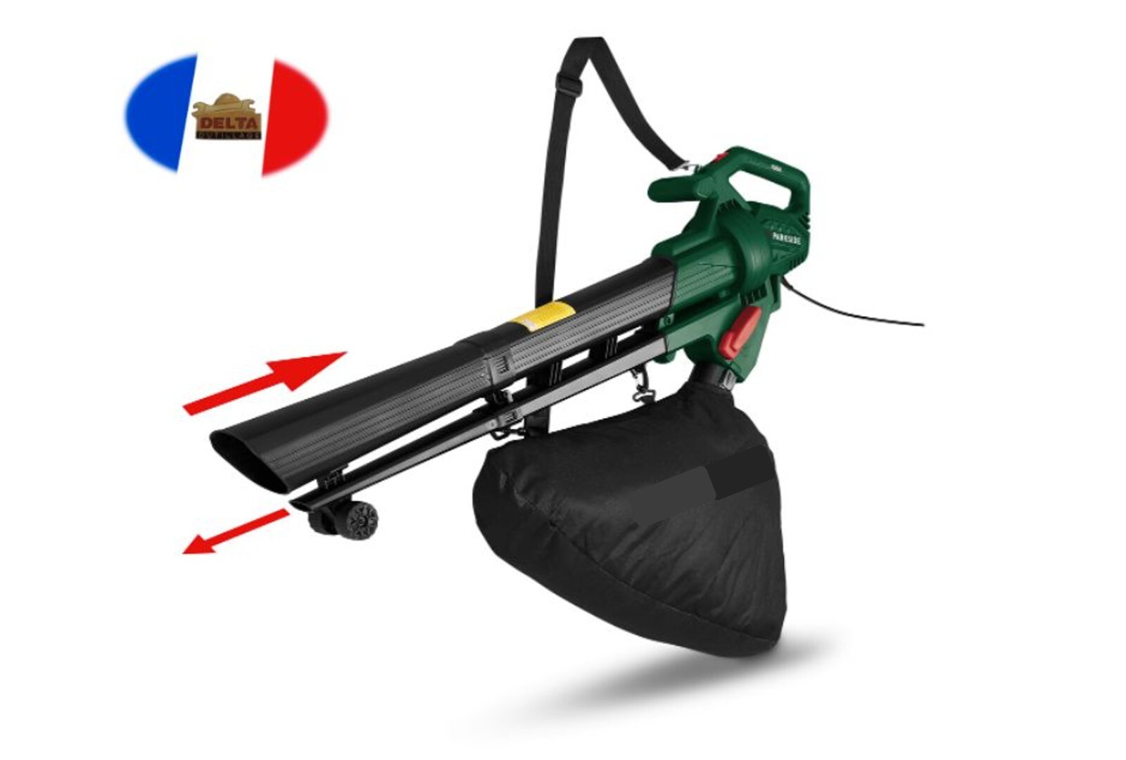 Aspirateur souffleur broyeur 3 en 1 2600W avec sac 45L pour feuilles et jardin