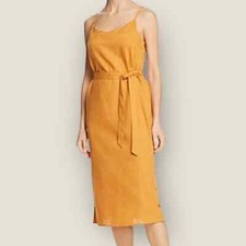 Minkpink linen Mustard Yellow Midi Dress women’s size XS