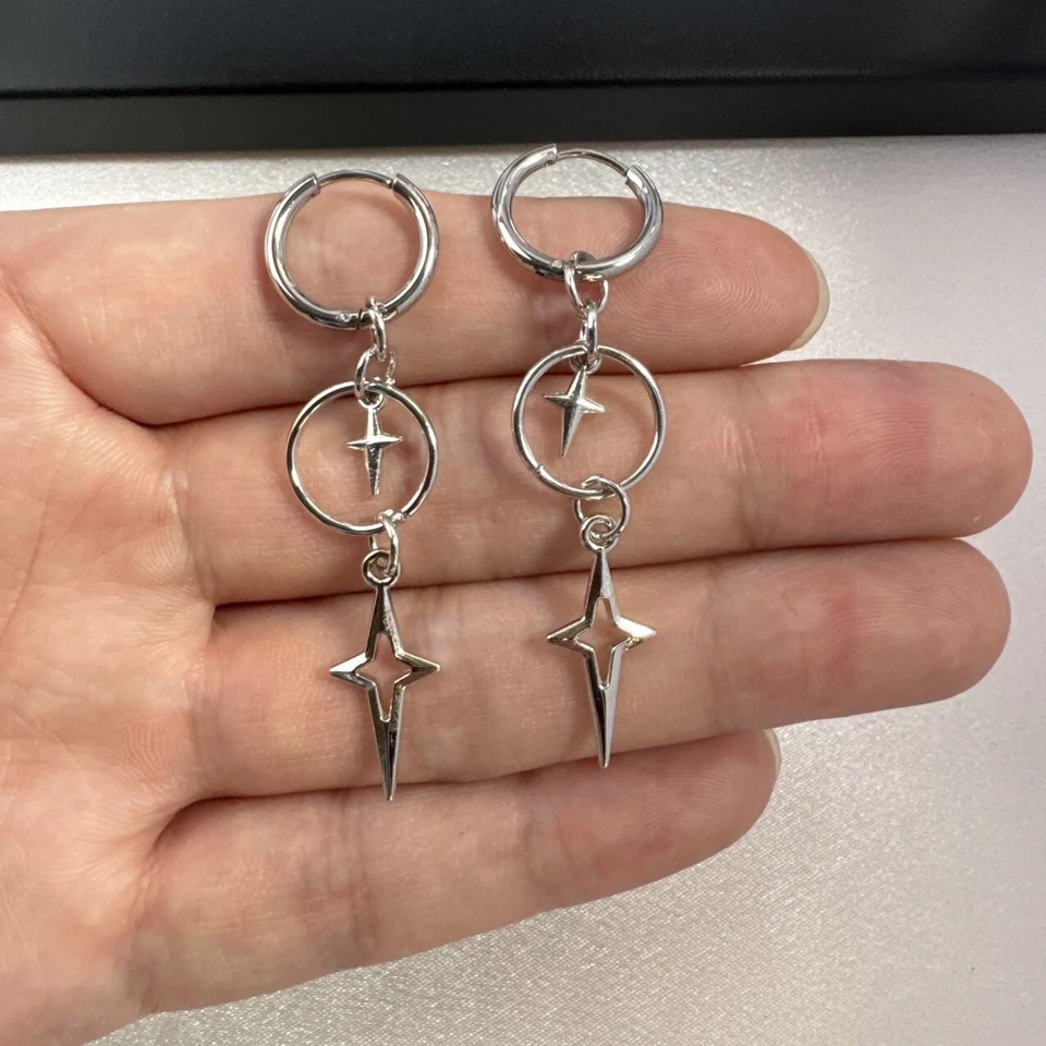 Звезда длинный подвеской капли серьги для мужчин женщин, уличная одежда хип-хоп унисекс стиль - Изображение 3 из 4