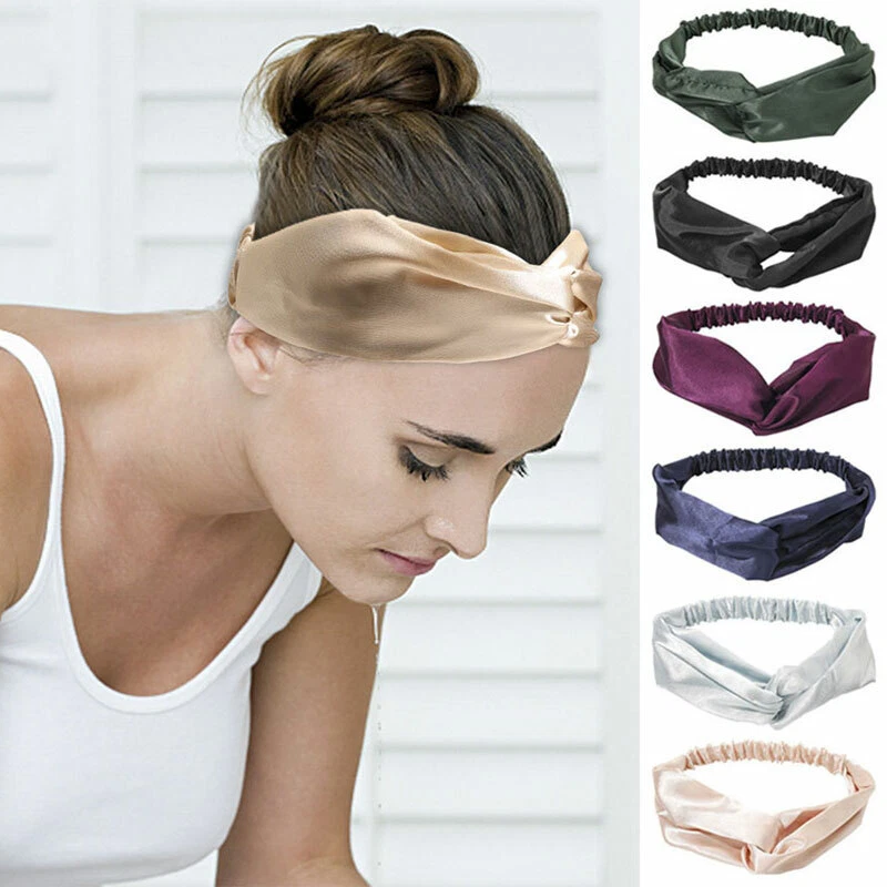 Diadema con nudo torcido elástica envolvente turbante banda para el cabello diadema deportes yoga para mujeres  Foto 2 de 4
