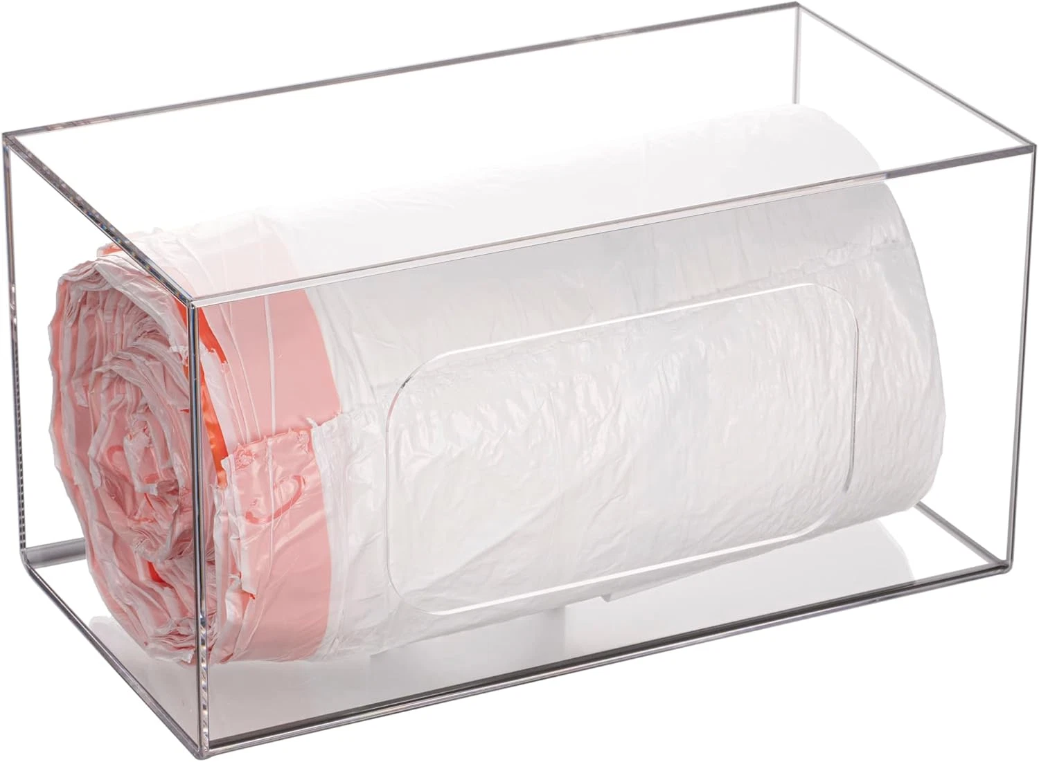 Trash Bag Dispenser Roll Holder, Wall Mount Acrylic Kitchen Organizer Storage Bo