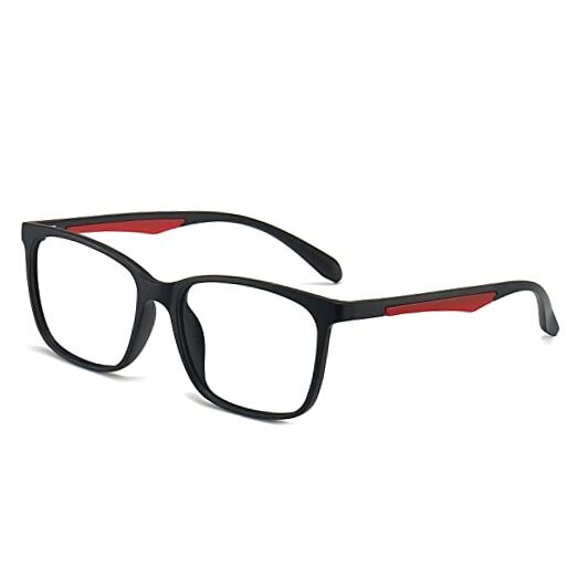 Blue Light Blocking Glasses, Anti Eyestrain Lens Lightweight Classic Black+red