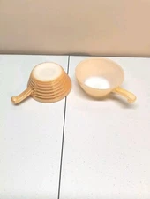 Fire King Beehive Soup Bowls w/ Handles Peach Luster Vintage USA Set Of 2