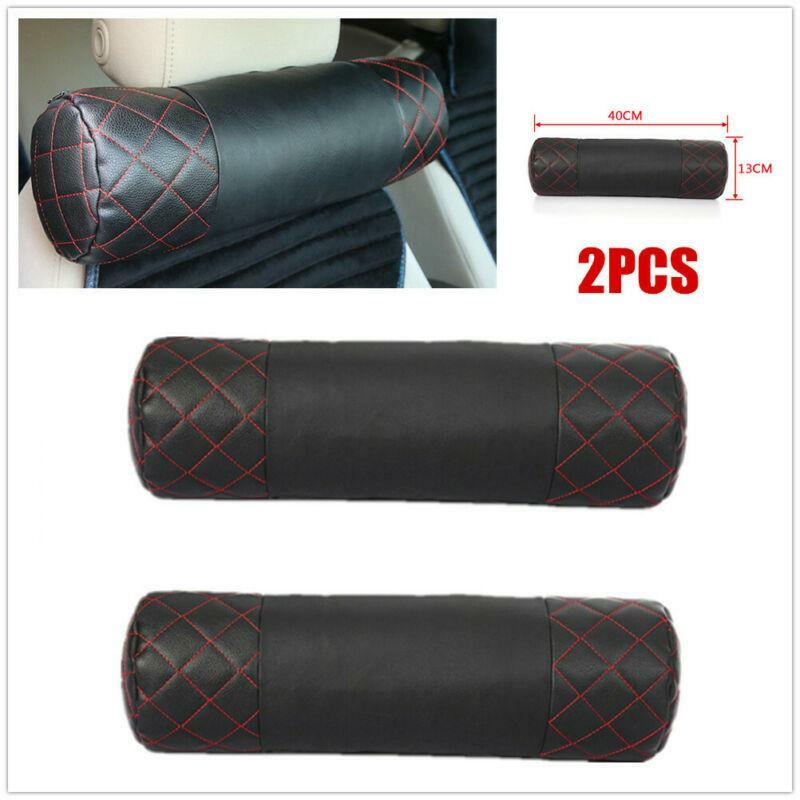 Black PU Leather Travel Car Accessories Neck Rest Headrest Pillow Universal Pad