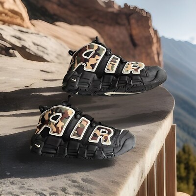 NIKE AIR MORE UPTEMPO '96 SNEAKERS BLACK/CAMO MENS SIZE 10.5 | eBay