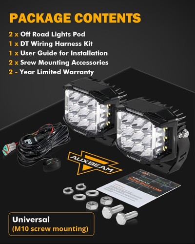 AUXBEAM 5" Side Shooter LED Work Lights Bar Pods Fog Driving Lamps Off-Road ATV - Picture 8 of 12