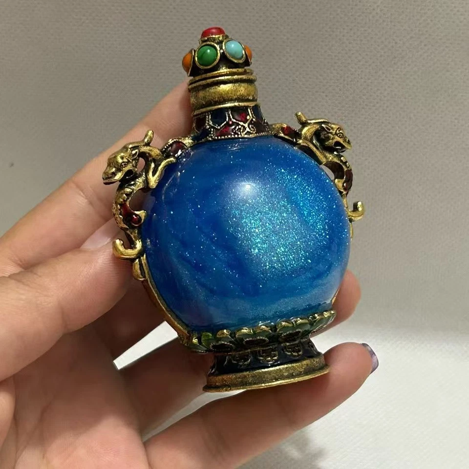 Botella de tabaco luminosa talla antigua china decoración Foto 3 de 4