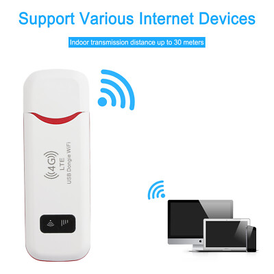 4G LTE Wireless Router WiFi Mobile Broadband Modem USB Dongle Unlocked White