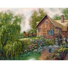 Paint By Numbers Adults kids House Beside River DIY Painting Kit 40x50CM Canvas