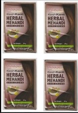 4 X PATANJALI KESHKANTI HERBAL MEHANDI DARK BROWN HAIR COLOR 20gX 4 PACK.