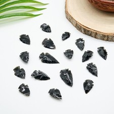 Black Obsidian Arrowhead Crystal Pendant Carved Point Volcanic Glass 3-5cm