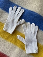 Vintage White Dress Gloves With Pearl Buttons Wrist Length