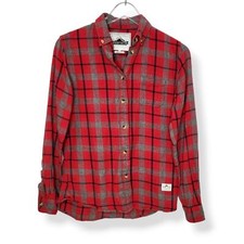Penfield Boyfriend Fit Red Plaid Button Down Flannel Shirt Women's Size Small