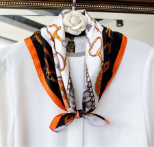 21"x21"Horsebits Print Pure Mulberry Satin Silk12momme Scarf53X53cm4-62