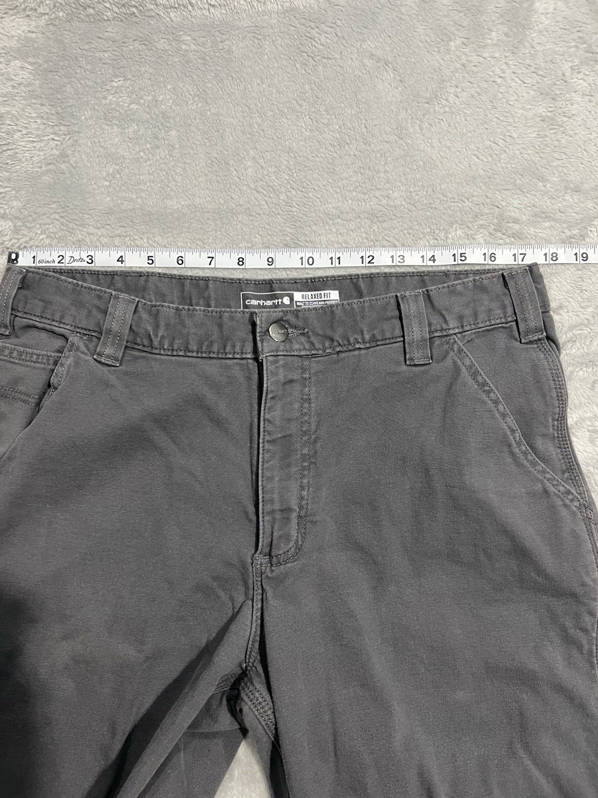 Carhartt Pants Mens 36x30 Gray Canvas Fleece Lined Relaxed Fit Work  Straight thumbnail 10